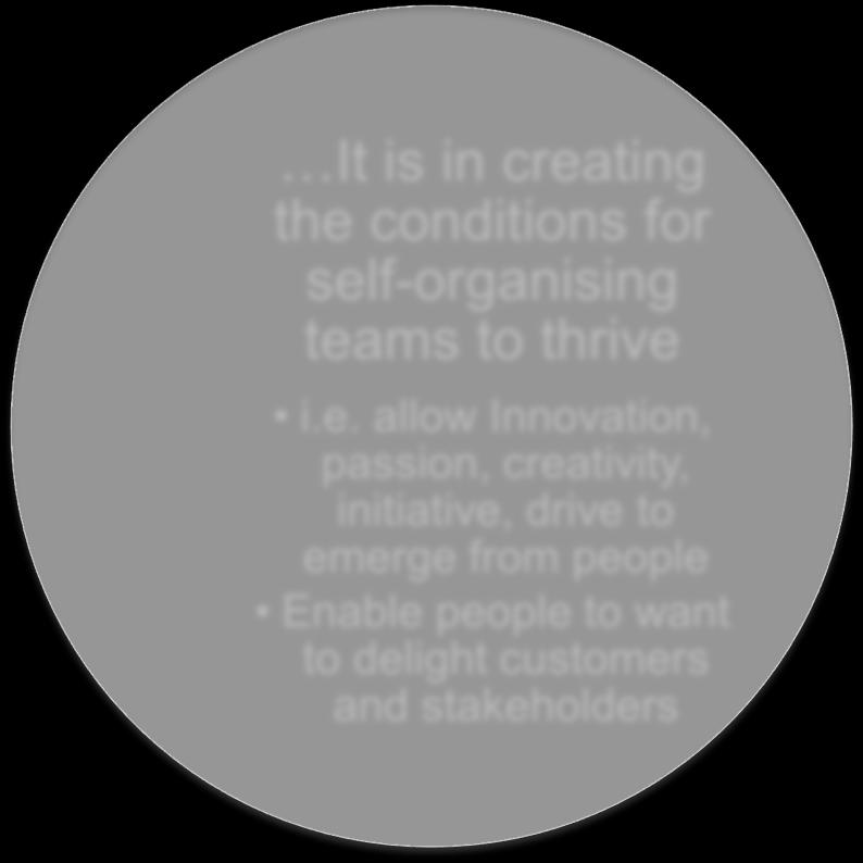 initiative, drive to emerge from people Enable people to want to delight customers and stakeholders If you are in an environment where the team gets to decide