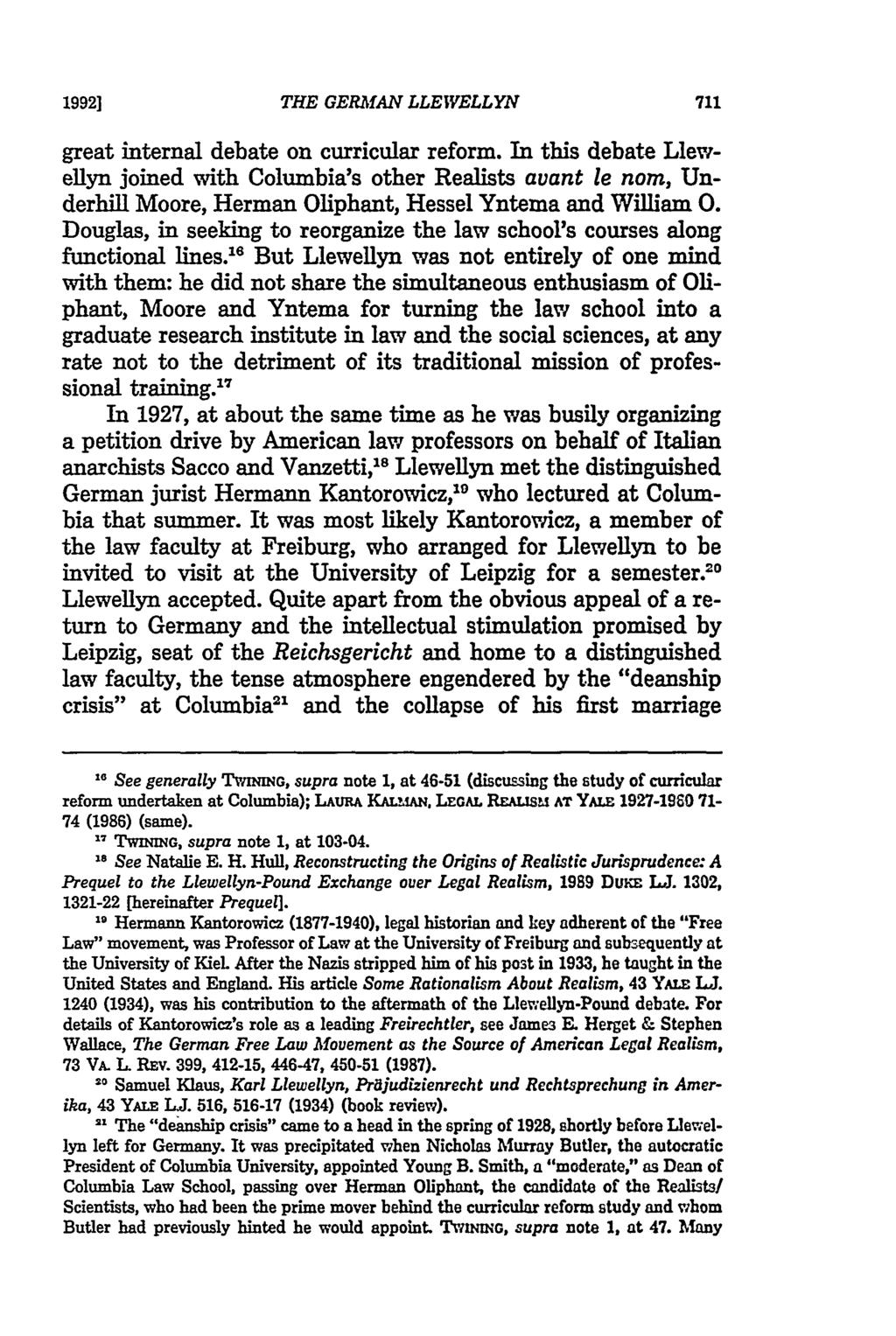 1992] THE GERMAN LLEWELLYN great internal debate on curricular reform.