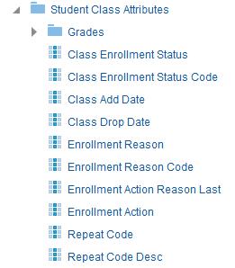 SIS Class Enrollment continued Dimensions = entities that describe how facts are analyzed. The below dimensions are only available in Class Enrollment.
