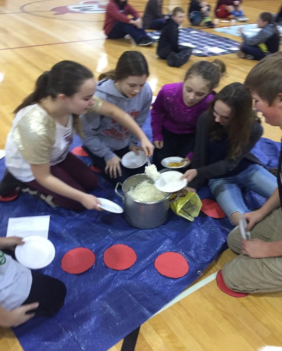 Page 6 January 2016 Service Learning Concludes with Hunger Banquet January 22, ACH 8th graders held a Hunger Banquet for the middle school students in Almira.