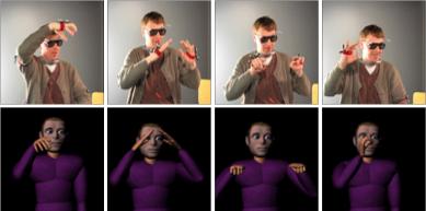 Figure 7: Examples of speaker P5 from our corpus and similar movements simulated with our system.