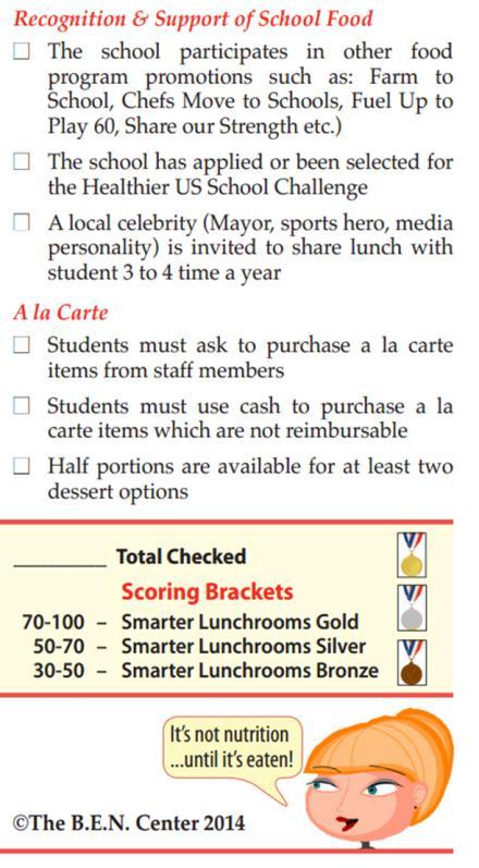 Smarter Lunchroom Scorecard Smarter Lunchrooms