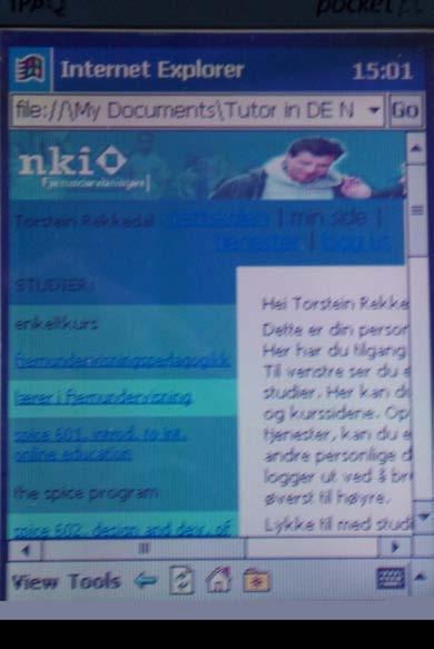 The tutor s personal page as accessed online with the PocketPC or downloaded and synchronized to the