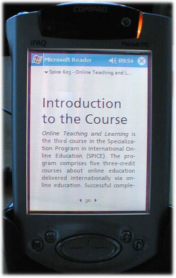 Below is shown a screenshot of the introduction the SPICE 603 on the PocketPC: Figure 6.