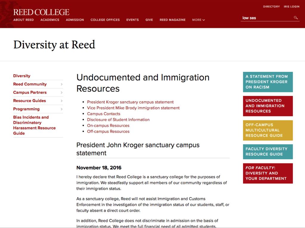 Undocumented and Immigration Resource Guide Along with President Kroger s sanctuary campus statement and Vice President Brody s statement on immigration, OID launched a website to serve as a