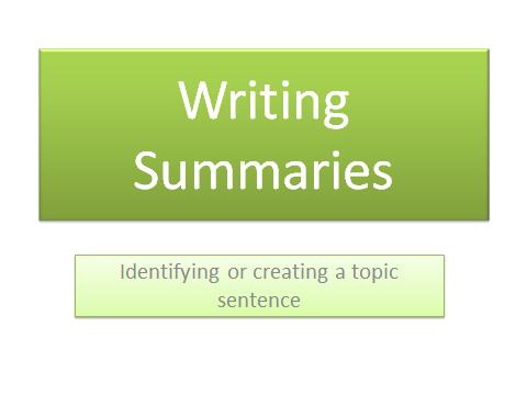 Appendix M Lesson 4: Identifying/Creating Topic Sentence Lesson We are going to continue talking about summarization today by introducing another