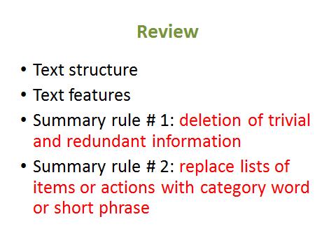 We also want to review (or summarize) some of the main points from the lessons we ve already had.