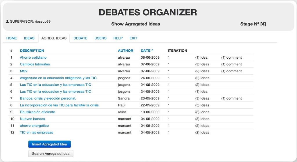 Fig. 4 Debates Organizer (Example of Aggregated Statements) Fig.
