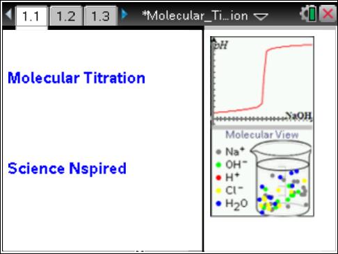 85 Molecular Titration Name Student Activity Class Open the TI-Nspire document Molecular_Titration.tns. What happens at the molecular level during a titration of a strong acid with a strong base?