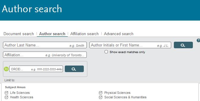 Author Search - Choose the Author Search tab to search for a specific author by name.