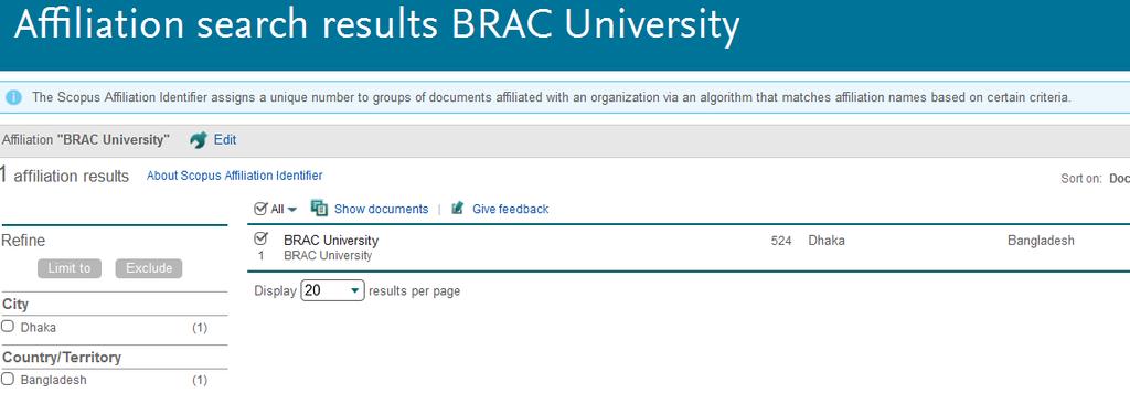 Viewing affiliation documents: - On the Affiliation search results page, select the affiliations you want from the list.