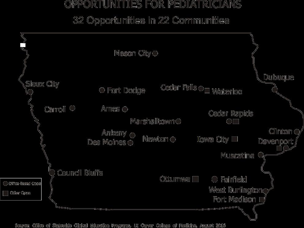 Iowa Communities Recruiting Pediatricians Office-Based Opportunities 24 Opportunities in 18 Communities Ames Council Bluffs