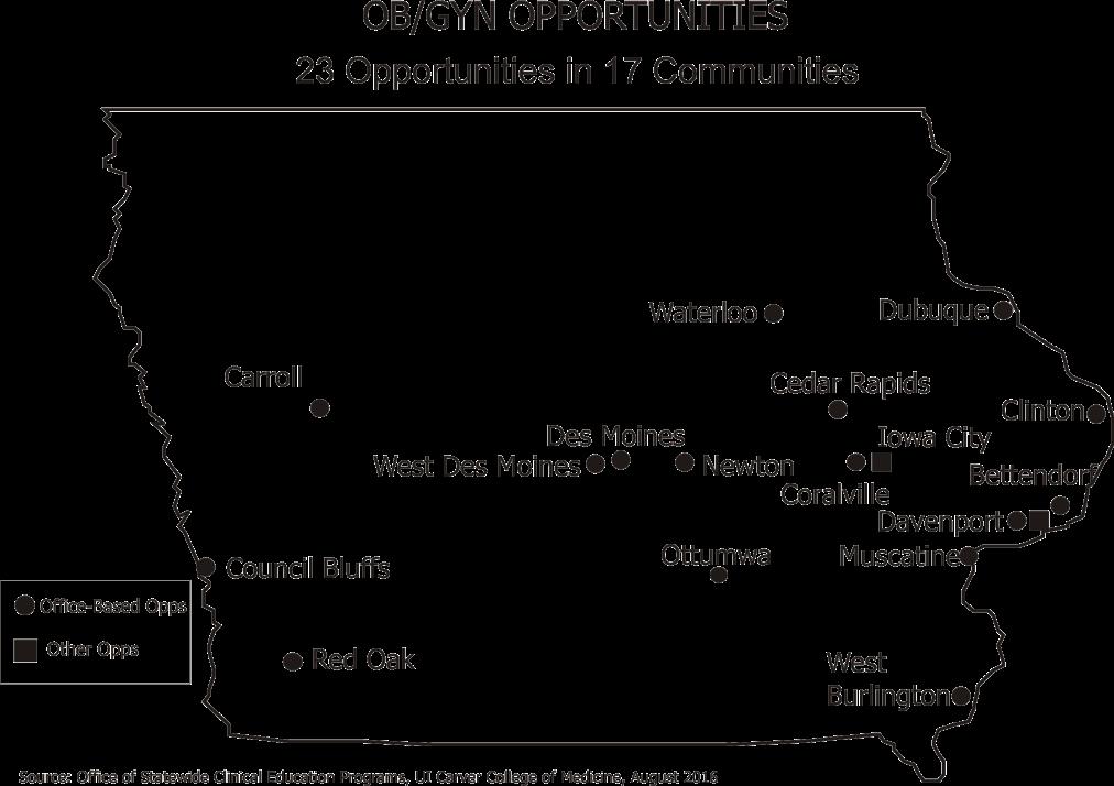 Iowa Communities Recruiting Obstetricians/Gynecologists Office-Based Opportunities 21 Opportunities in 16 Communities Bettendorf Davenport Ottumwa Carroll Des Moines Red Oak Cedar Rapids