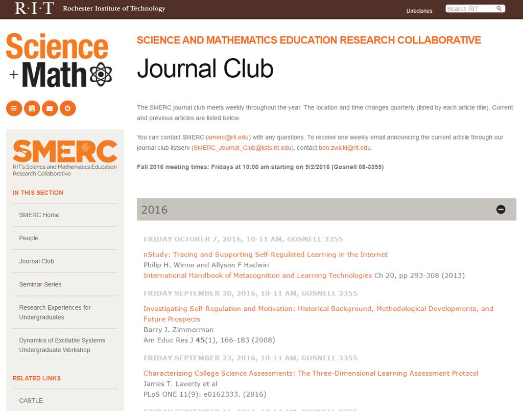 Journal club articles focus on disciplinebased education research. Everyone is welcome!