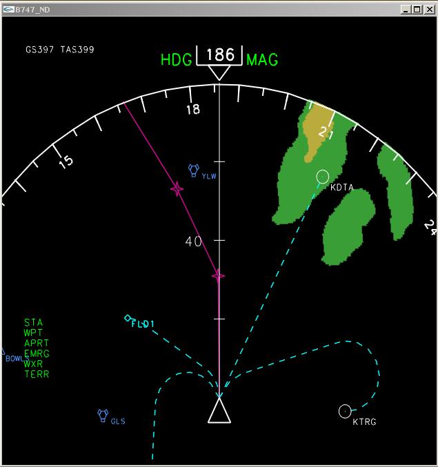 Figure 17: Navigation Display. 3.4.2 Primary Flight Display The Primary Flight Display (PFD) is located to the left of the ND on the screen in front of the participant, and shown in Figure 18.