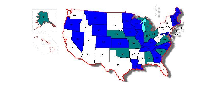 Overview of State Seclusion Laws The states in blue have a law which defines seclusion as a process (or a space) in which a child is prevented from exiting.
