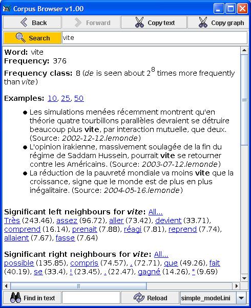 6.3 Frequency classes French corpus from the Leipzig Corpus Collection Search term (here: vite) Results: absolute frequency frequency class corpus examples significant