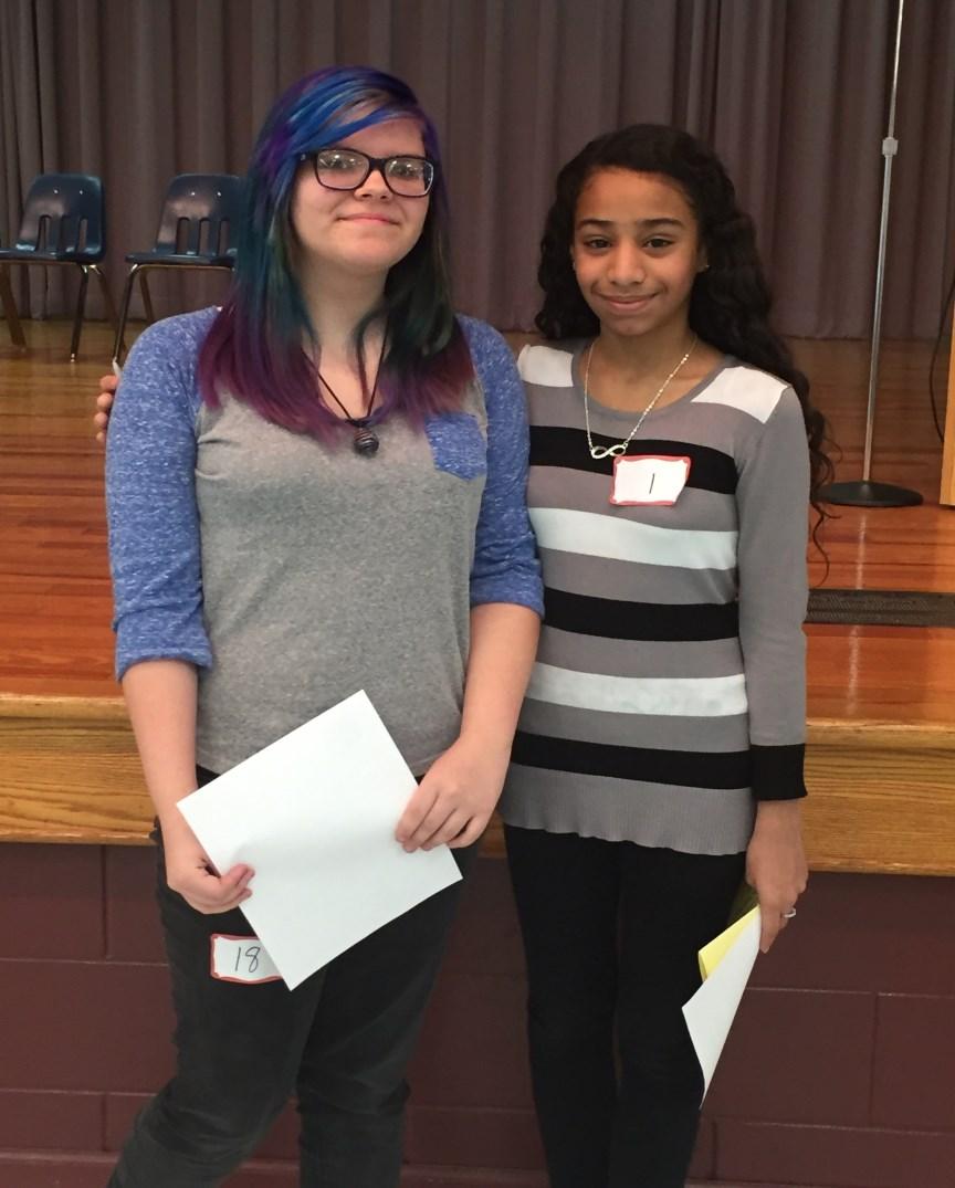 First place and $100 was awarded to seventh grader, Deisha Cintron; second place and $75 was awarded to sixth grader, Joey Barley; and third place and $50 was awarded to seventh grader, Jocelyn