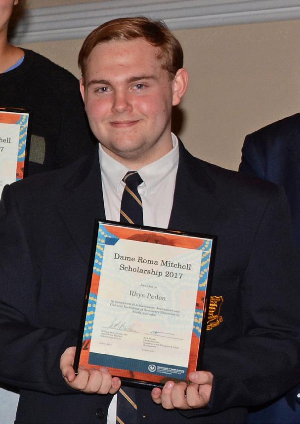 students. It was a very proud moment at the Town Hall for our school and his family when Rhys Peden (pictured below) +was announced as a winner of this prestigious scholarship.