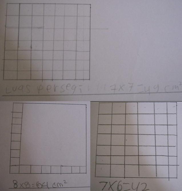 116 Figure 5.32: Students' effort in drawing the grid This result was quite remarkable since most of students tried to visualize the process of area measurement.