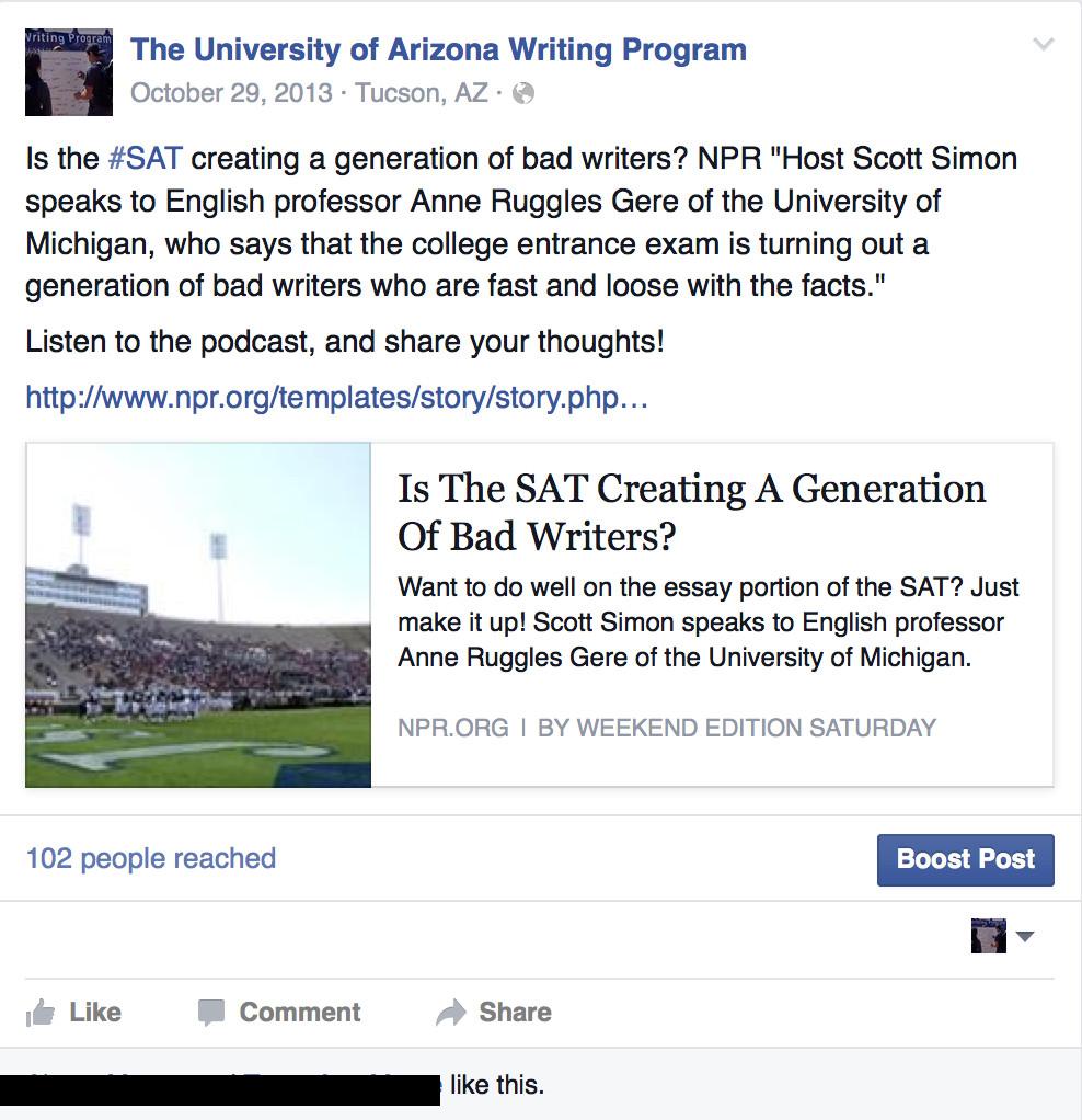 Figure 1. Screenshot of Facebook Post for Instructors. (While the site has changed over the last two years, readers can follow this link [https://www.facebook.