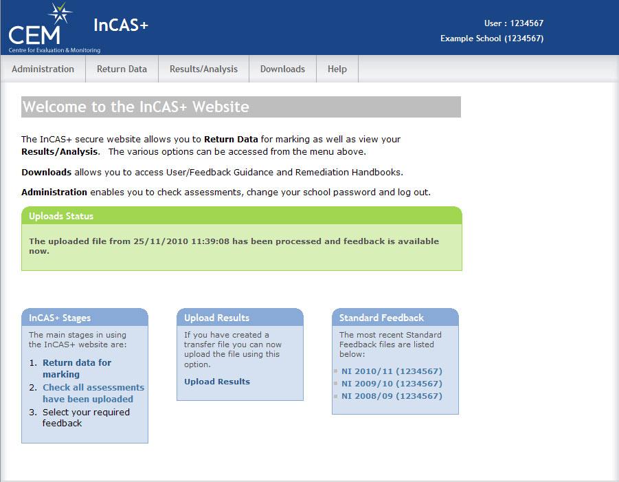 InCAS+ InCAS+ is a central hub for InCAS users to upload their data, manage and track student assessments and obtain assessment feedback. Open your web browser and go to www.educ