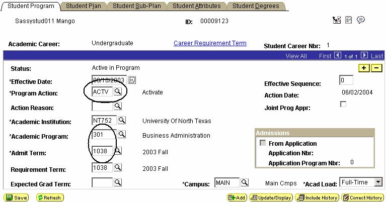 Click beside the Academic Plan box to look up the new major plan (below).