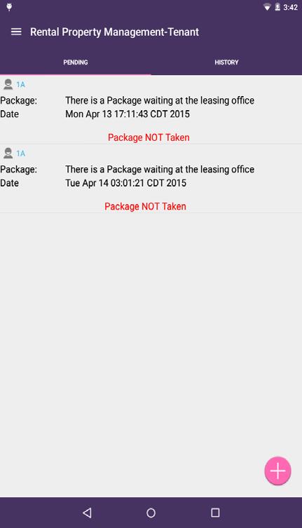 5.22 View Packages On clicking Package Notifications in the navigation drawer as shown in Figure 5.15(a), the tenant gets a view of the Package Notifications notified by the landlord.