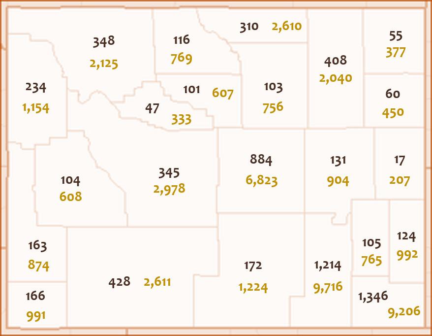 UW Wyoming Students and Alumni by County Statewide Activities Headcount* - Fall 216 Source: and UW Alumni