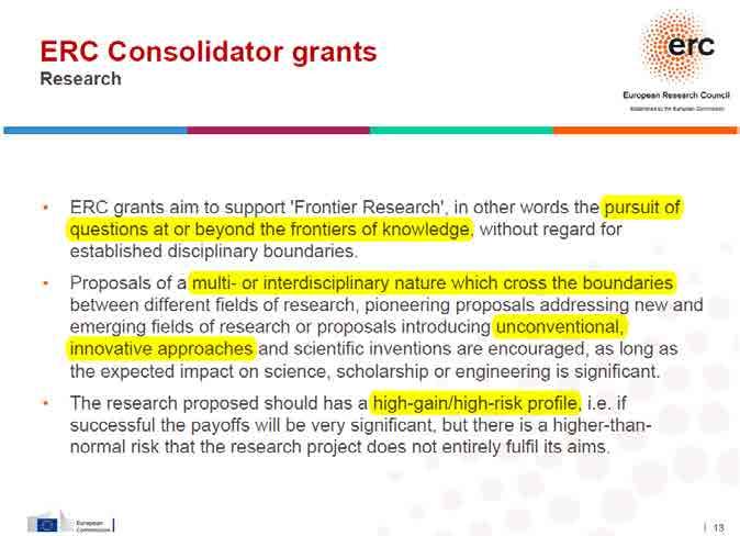 4.I. Introducing the ERC grant (2) ERC Programme