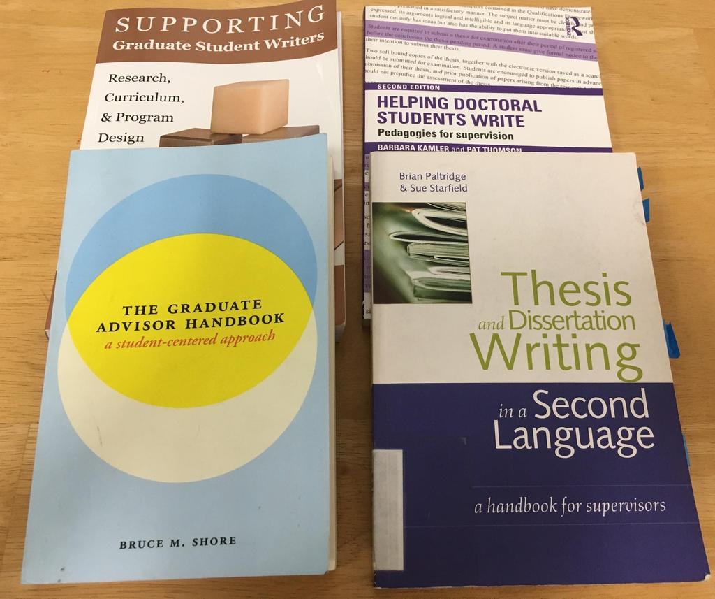 Resources On Our Bookshelf: Doctoral Mentoring Resources for Faculty: General writing handbooks Guides for specific genres and fields ESL resources Citation manuals Online: uwc.