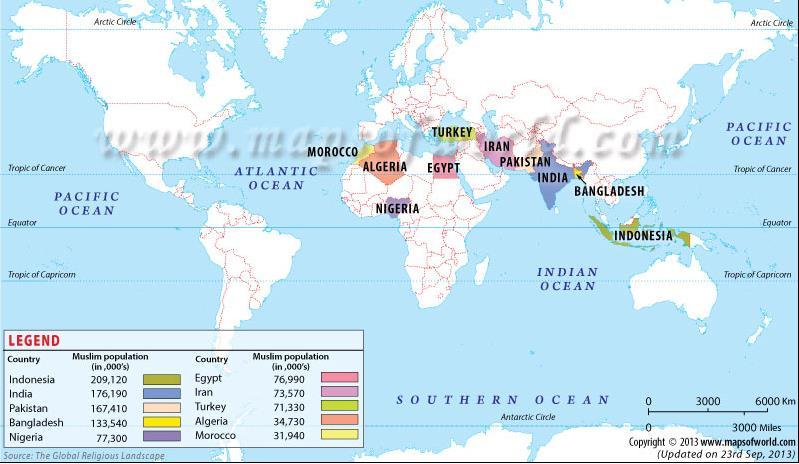 World Map Answers To accompany World Map The 10 largest Muslim countries in the world From www.