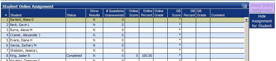 The status displays as Completed to let you know the assignment is ready to be graded.