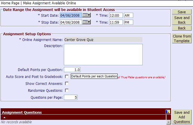 Enter the date and time range the assignment will be available.
