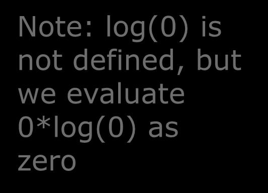 971bits we evaluate Outlook = Overcast : 0*log(0) as zero info([4,0] ) entropy(1,0) 1log(1) 0log(0) 0 bits Outlook