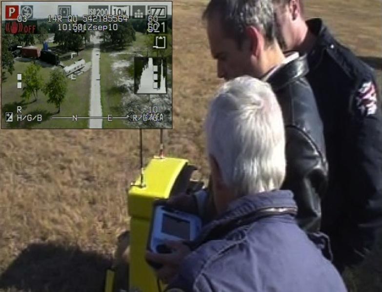 2 Fig. 1.1. A Micro UAS Mission Specialist (far right) Passively Shares an AirRobot R AR-100B Payload Camera Display with the Pilot (center).