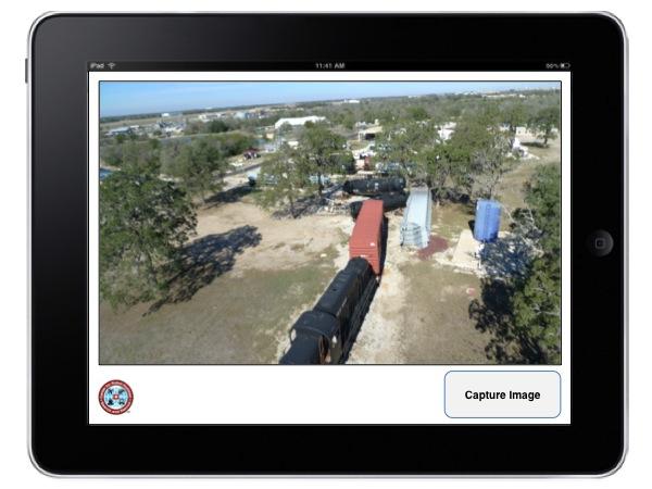 45 Fig. 5.1. Initial Implementation of the Mission Specialist Interface on an Apple R ipad. A Captured Image of the Simulated Train Derailment is Shown.