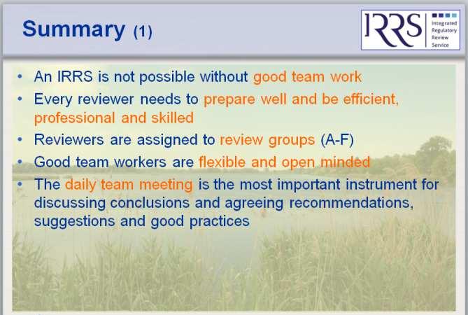 10 Basic IRRS Training (BIT) BIT Lecture 5: Methodology of the Review.