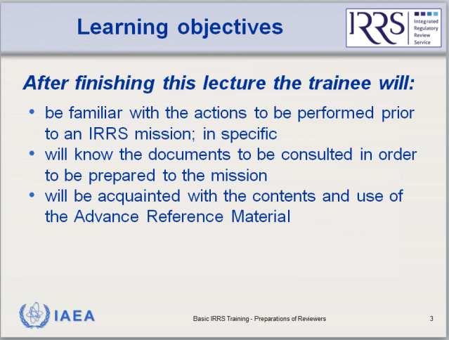 19 Basic IRRS Training (BIT) BIT Lecture 14: Preparations