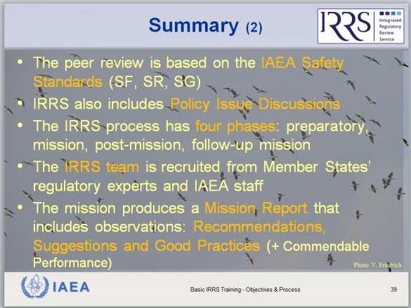 the Integrated Regulatory Review Service of the IAEA?