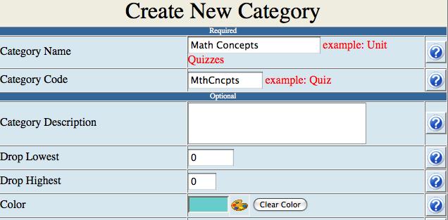 Then assign the category a color code. Click Save. Confirm that the categories were created correctly in the Categories window. Creating Assignments: Weʼre going to create seven Math Assignments.