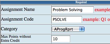 PSOLVE code with a max points of 10 (unless you know the max points for the  Enter the Assignment Name: Concepts Enter the Assignment Code: CONCEPTS Enter the Max Points without Extra Credit which is
