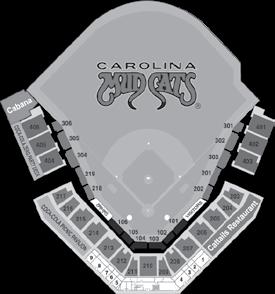 CAROLINA MUDCATS STADIUM & TICKET INFORMATION Name: Five County Stadium Year Built: 1991 Capacity: 6,500 Dimensions: LF: 330 CF: 400 RF: 309 Ticket Office Hours: Non-Game Days: 9-5 Individual Ticket