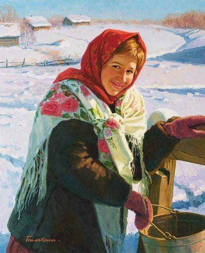 Evgeny Balakshin 1962-present EB003 Village Girl 29.00 x 23.50 Oil on Canvas 2005 Evgeny Balakshin was born in 1962. A member of the Professional Union of Artists of Russia.