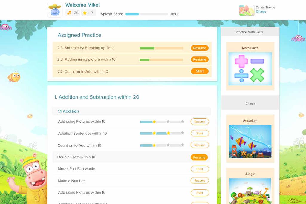 III. Splash Math School Premium Splash Math is a personalized program that intelligently adapts to the way each student learns in order to help each student master key math skills.