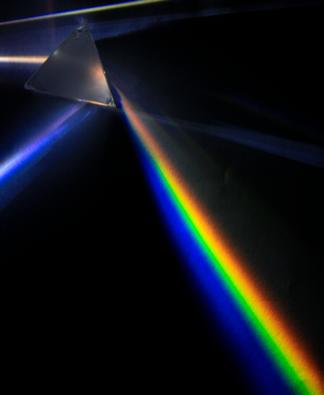 frequency of light is bent, or refracted a slightly different amount, which shows all of the colours of the visible spectrum. Demonstrate this by using a prism and a source of white light (torch).