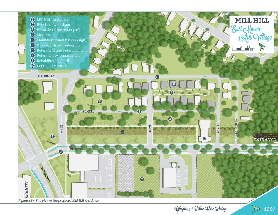 19 Figure 2.15 Site Map of the Mill Hill East Macon Arts Village (Source credit: www.maconactionplan.com) A creative assets map was begun in 2015 by the Macon Roving Listeners.