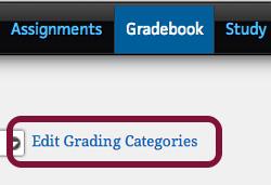 Managing Grades Function Looks like this... Edit Grading Categories. This link opens a page where you can create, manage, and weight your own custom categories.
