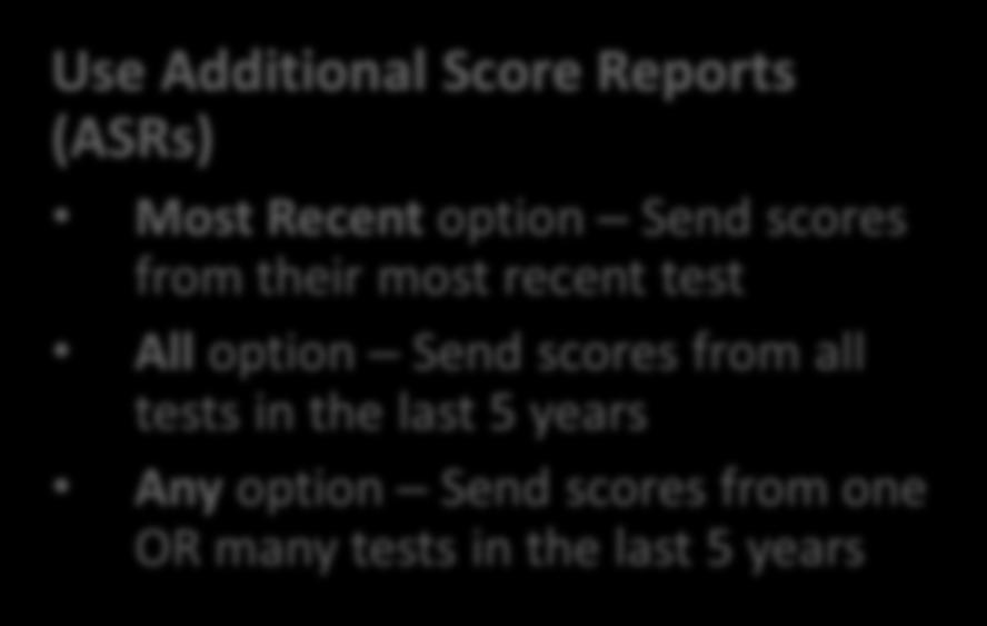 Most Recent option Send scores from their most recent test All option Send scores