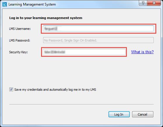 Enter your MyCSULA Username and course Security Key on the Learning Management System window that appears.